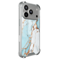 Casimoda iPhone 18 Pro shockproof hoesje - Marmer lichtblauw