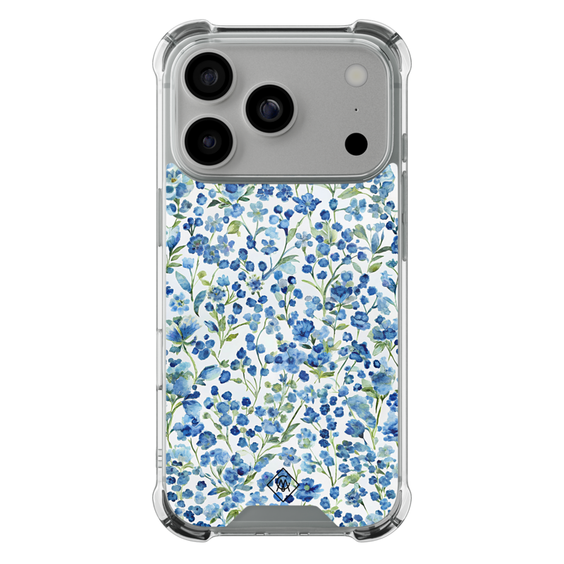 Casimoda iPhone 18 Pro shockproof hoesje - Vintage blue floral
