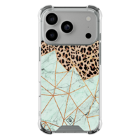 Casimoda iPhone 18 Pro shockproof hoesje - Luipaard marmer mint