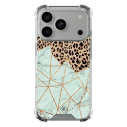 Casimoda iPhone 18 Pro shockproof hoesje - Luipaard marmer mint