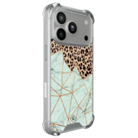 Casimoda iPhone 18 Pro shockproof hoesje - Luipaard marmer mint