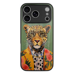 Casimoda iPhone 18 Pro glazen hardcase - Luipaard hipster