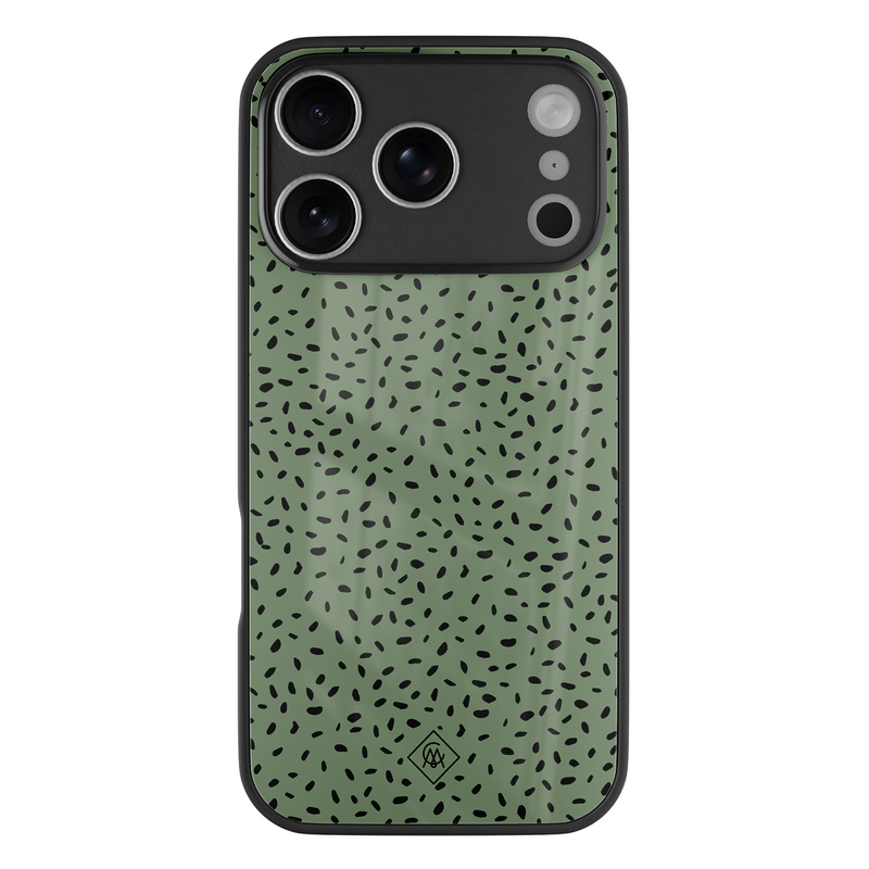 Casimoda iPhone 18 Pro glazen hardcase - Green confetti