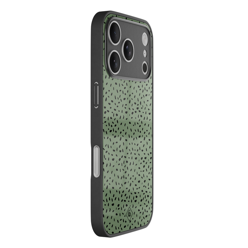 Casimoda iPhone 18 Pro glazen hardcase - Green confetti