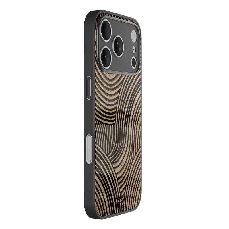 Casimoda iPhone 18 Pro glazen hardcase - Ebony waves