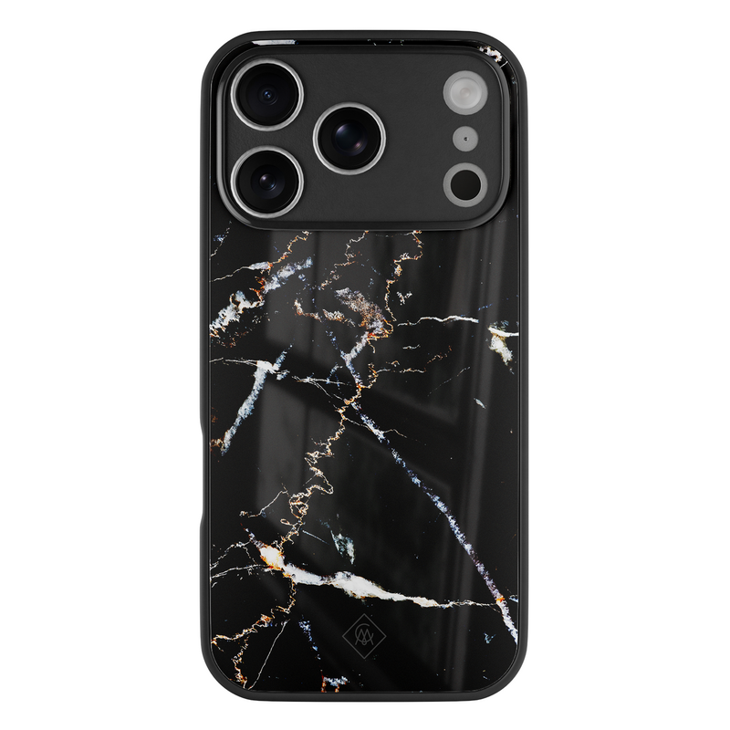 Casimoda iPhone 18 Pro glazen hardcase - Marmer zwart