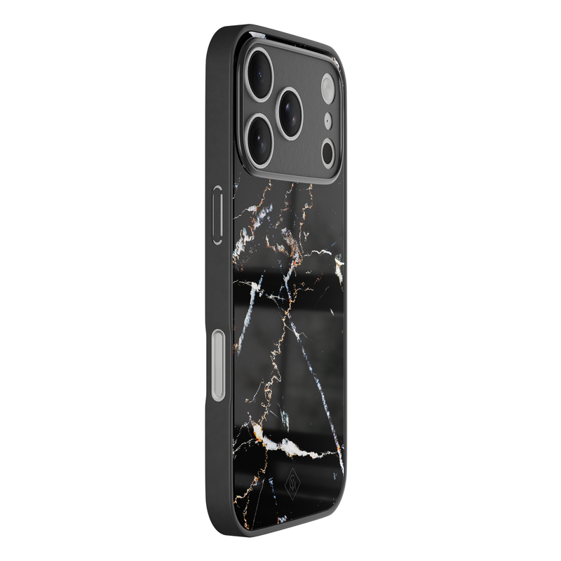 Casimoda iPhone 18 Pro glazen hardcase - Marmer zwart