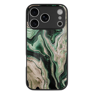 Casimoda iPhone 18 Pro glazen hardcase - Green waves