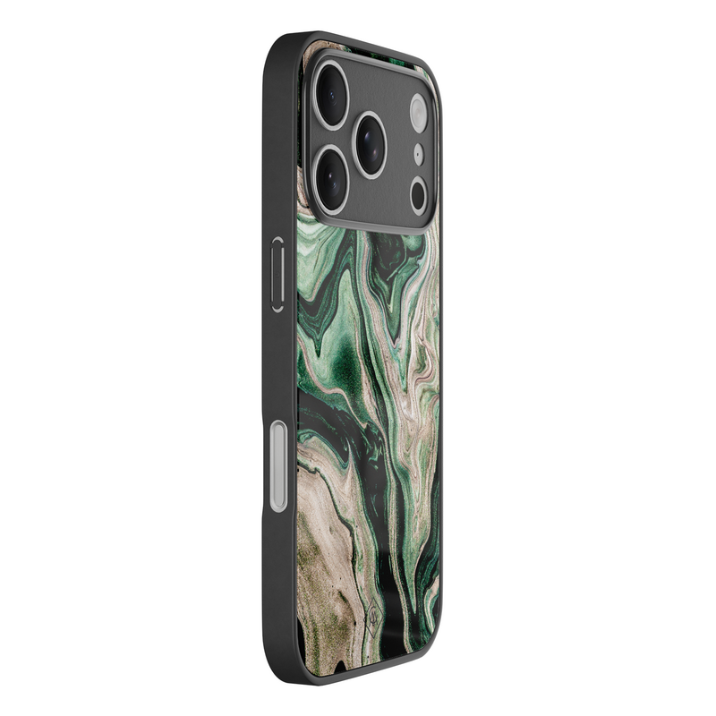 Casimoda iPhone 18 Pro glazen hardcase - Green waves