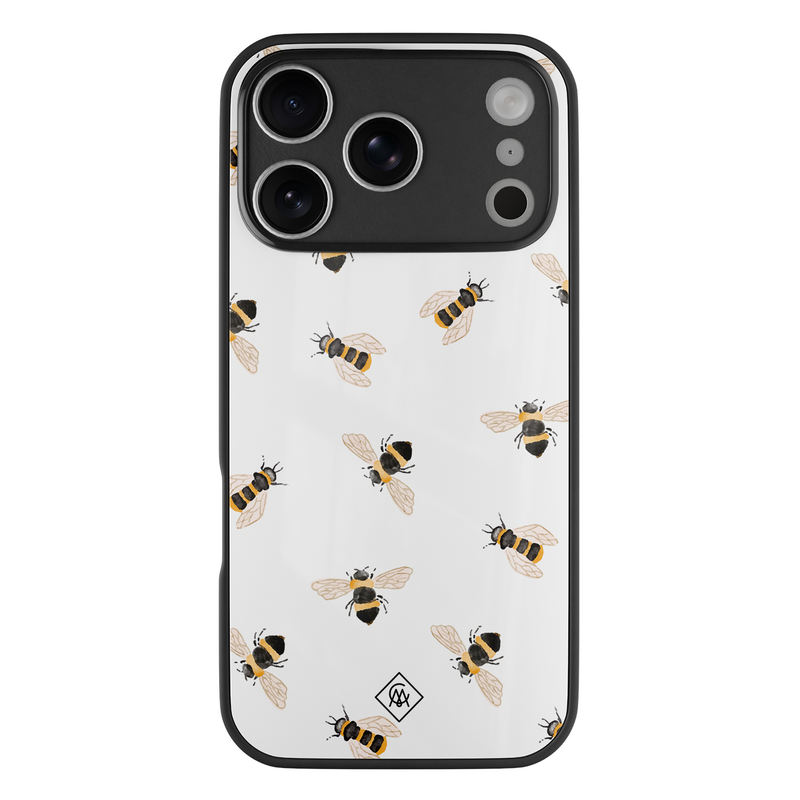 Casimoda iPhone 18 Pro glazen hardcase - Bee happy