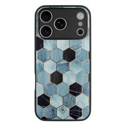 Casimoda iPhone 18 Pro glazen hardcase - Blue cubes