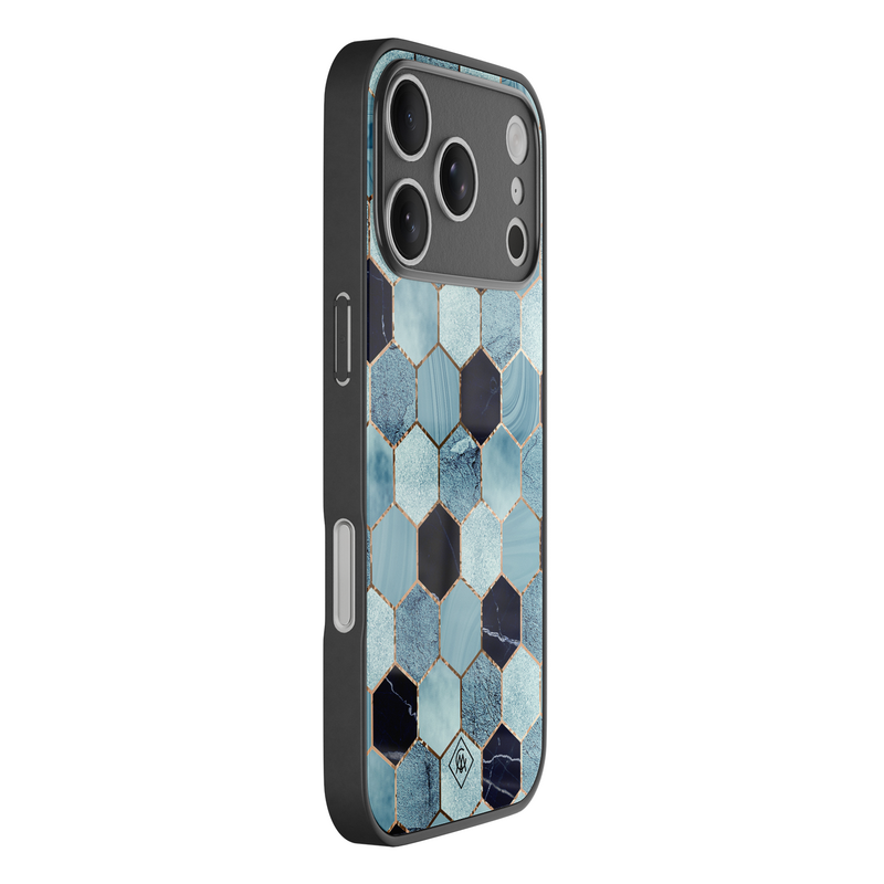 Casimoda iPhone 18 Pro glazen hardcase - Blue cubes