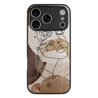 Casimoda iPhone 18 Pro glazen hardcase - Abstract gezicht bruin