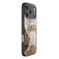 Casimoda iPhone 18 Pro glazen hardcase - Abstract gezicht bruin