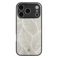 Casimoda iPhone 18 Pro glazen hardcase - Palmy leaves beige