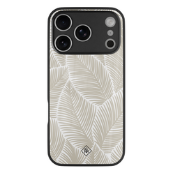 Casimoda iPhone 18 Pro glazen hardcase - Palmy leaves beige