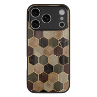 Casimoda iPhone 18 Pro glazen hardcase - Kubus bruin groen