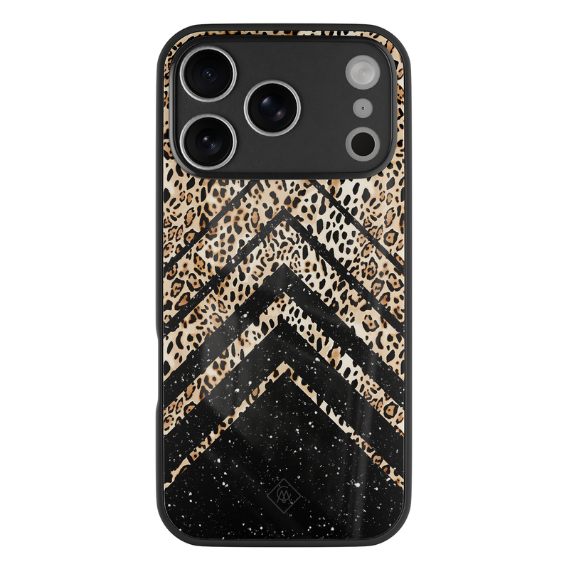 Casimoda iPhone 18 Pro glazen hardcase - Chevron luipaard