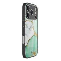 Casimoda iPhone 18 Pro glazen hardcase - Marmer mint goud