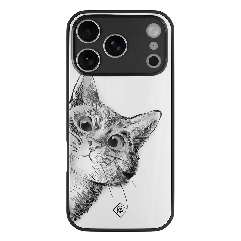 Casimoda iPhone 18 Pro glazen hardcase - Peekaboo kat