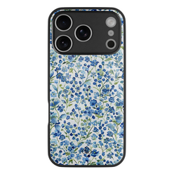 Casimoda iPhone 18 Pro glazen hardcase - Vintage blue floral