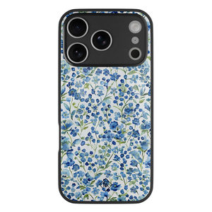 Casimoda iPhone 18 Pro glazen hardcase - Vintage blue floral