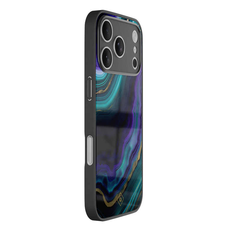 Casimoda iPhone 18 Pro glazen hardcase - Smaragd paars groen