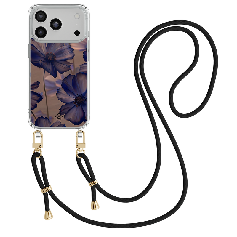 Casimoda iPhone 18 Pro hoesje met zwart koord - Twilight petals