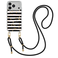 Casimoda iPhone 18 Pro hoesje met zwart koord - Hart streepjes