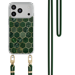 Casimoda iPhone 18 Pro hoesje met groen koord - Kubus groen