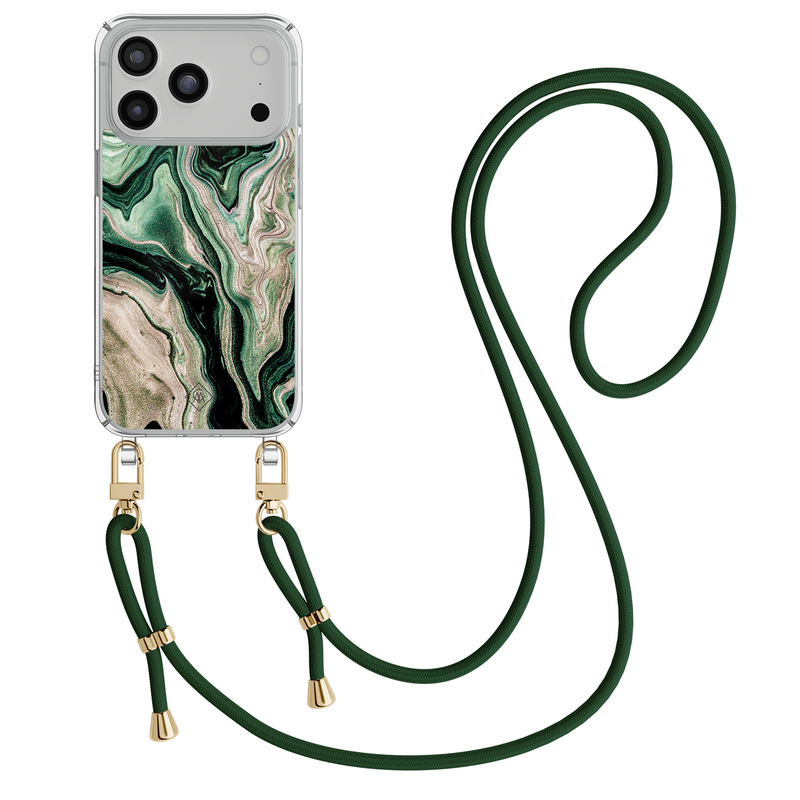 Casimoda iPhone 18 Pro hoesje met groen koord - Green waves