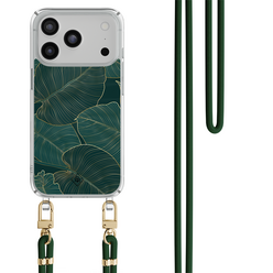 Casimoda iPhone 18 Pro hoesje met groen koord - Monstera leaves