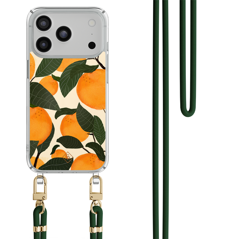 Casimoda iPhone 18 Pro hoesje met groen koord - Orange garden