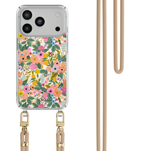 Casimoda iPhone 18 Pro hoesje met beige koord - Pink garden