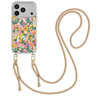 Casimoda iPhone 18 Pro hoesje met beige koord - Pink garden