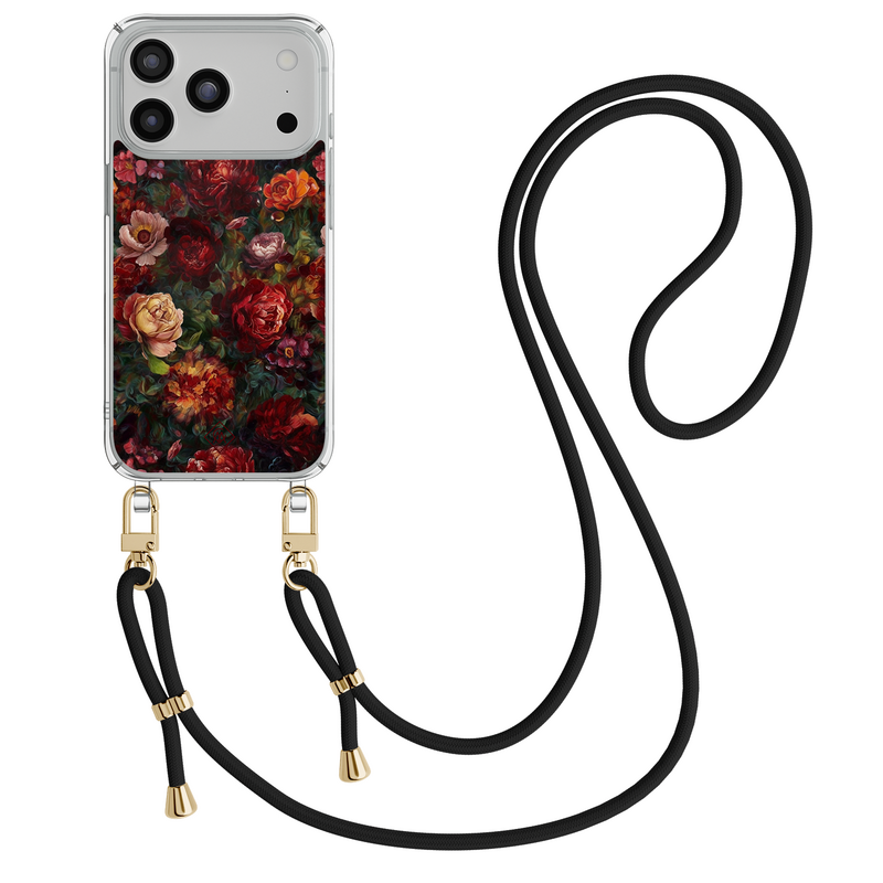 Casimoda iPhone 18 Pro hoesje met zwart koord - Floral garden