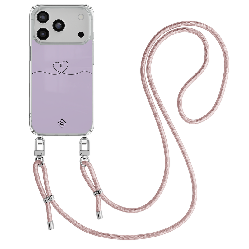 Casimoda iPhone 18 Pro hoesje met rosegoud koord - Hart lila