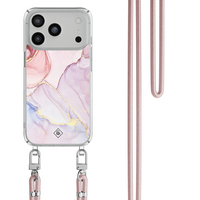 Casimoda iPhone 18 Pro hoesje met rosegoud koord - Purple sky