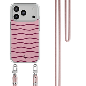 Casimoda iPhone 18 Pro hoesje met rosegoud koord - Soft stripes