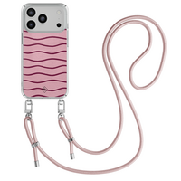 Casimoda iPhone 18 Pro hoesje met rosegoud koord - Soft stripes