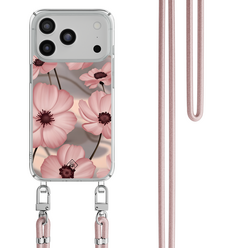 Casimoda iPhone 18 Pro hoesje met rosegoud koord - Soft bloom pink
