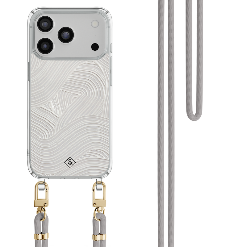 Casimoda iPhone 18 Pro hoesje met grijs koord - Abstract waves