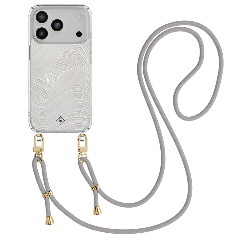 Casimoda iPhone 18 Pro hoesje met grijs koord - Abstract waves