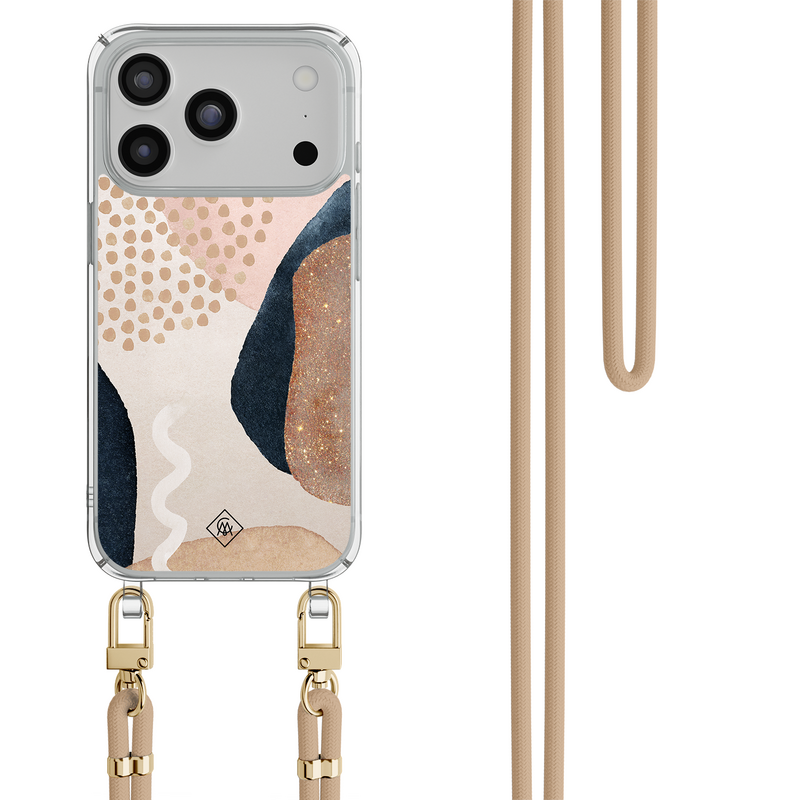 Casimoda iPhone 18 Pro hoesje met beige koord - Abstract dots