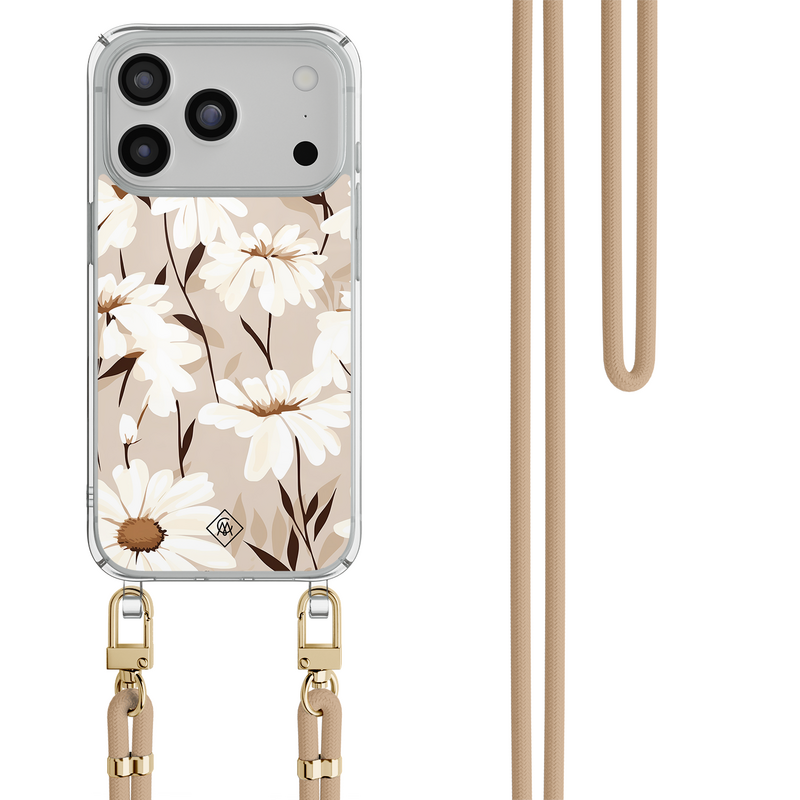 Casimoda iPhone 18 Pro hoesje met beige koord - In bloom