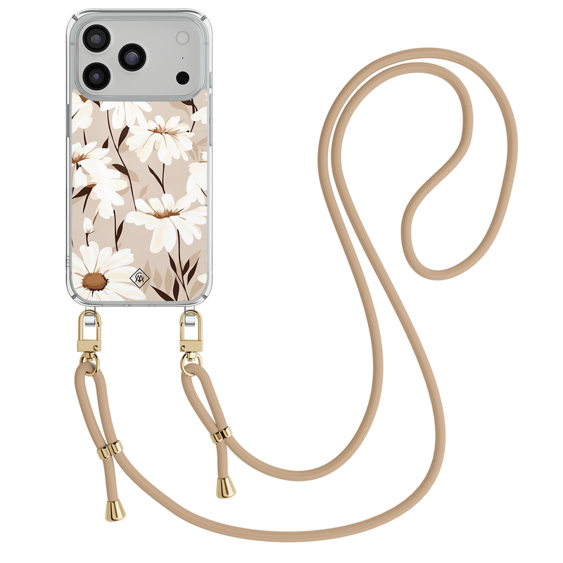 Casimoda iPhone 18 Pro hoesje met beige koord - In bloom