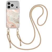 Casimoda iPhone 18 Pro hoesje met beige koord - Marmer waves