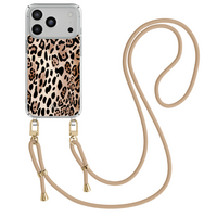 Casimoda iPhone 18 Pro hoesje met beige koord - Golden wildcat