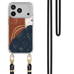 Casimoda iPhone 18 Pro hoesje met zwart koord - Abstract terracotta