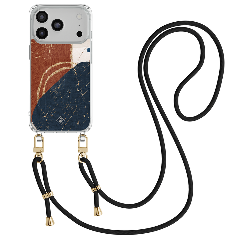 Casimoda iPhone 18 Pro hoesje met zwart koord - Abstract terracotta
